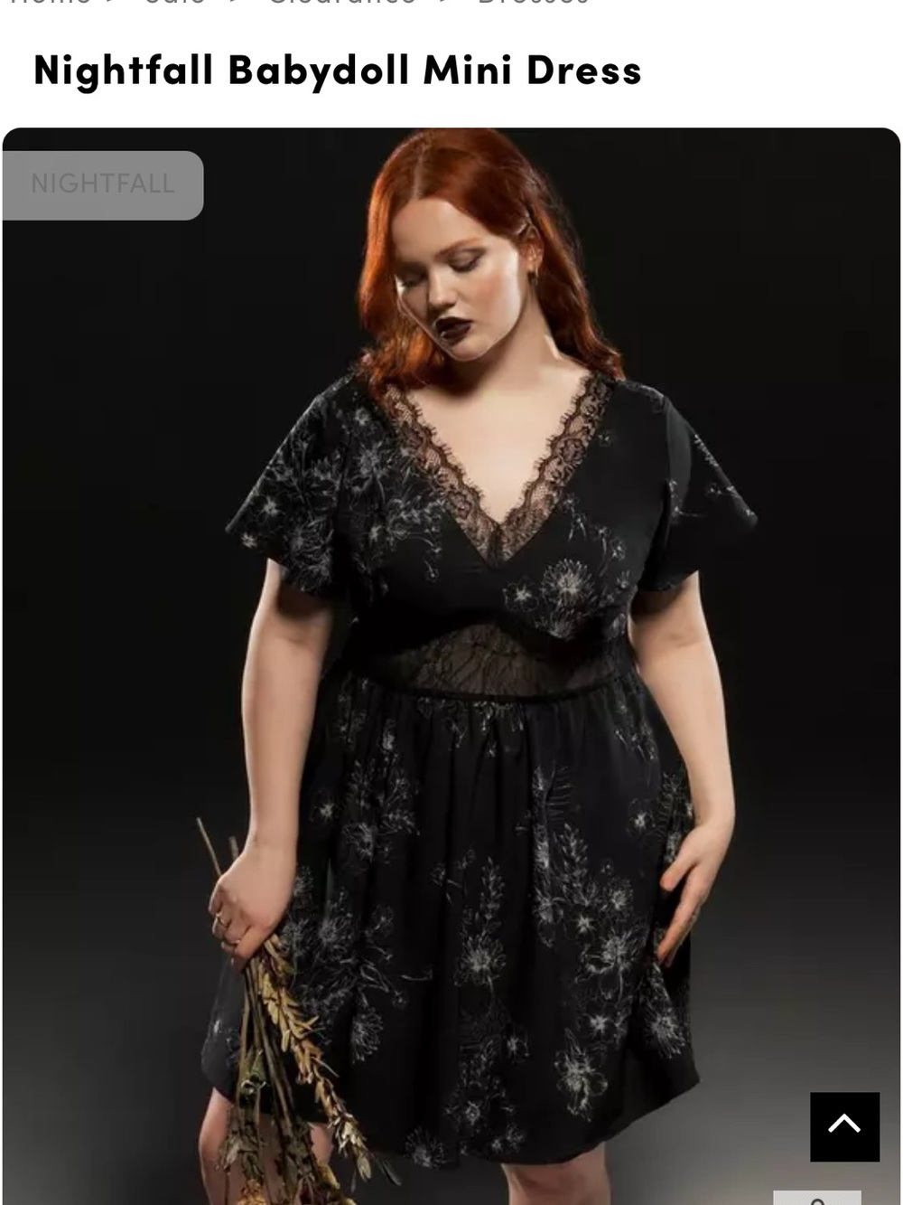 torrid Black Floral Lace-Trim Nightfall Babydoll Mini Dress